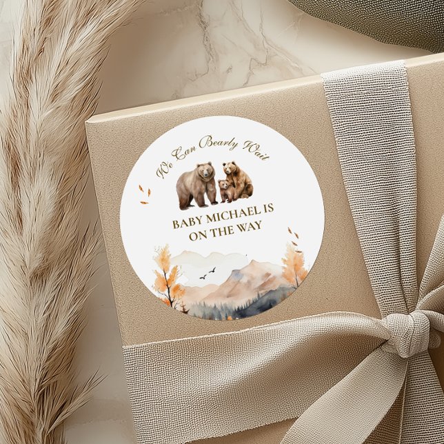 Sticker Rond Charming Autumn Woodland Bear Family (Créateur téléchargé)