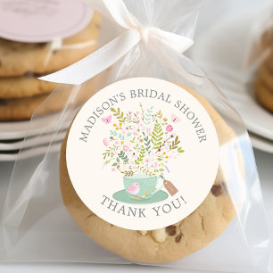 Sticker Rond Charming Floral Tea Bridal Tea Party