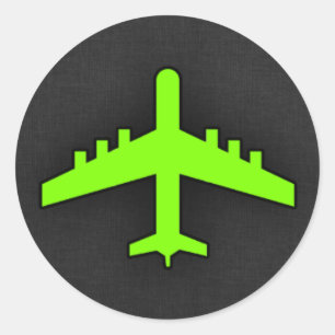 Sticker Rond Chartreuse, avion Neon Green