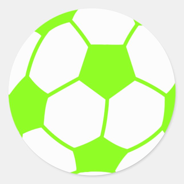 Sticker Rond Chartreuse, Balle de Football Vert Néon (Devant)