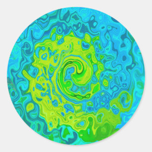 Sticker Rond Chartreuse Groovy et Tourbillon de Liquide Aquamar