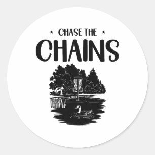 Sticker Rond Chase The Chains Disc Golf Frisbee Art 