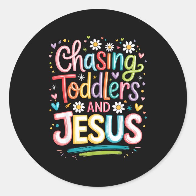 Sticker Rond Chasing Toddlers And Jesus  (Devant)