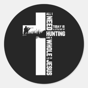 Sticker Rond Chasse à l'extérieur Croix Jésus Citation chrétien