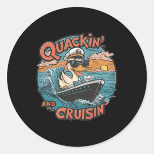 Sticker Rond Chasse au canard amusant Cachage
