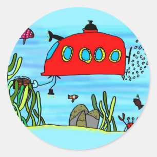 Sticker Rond Chasse au trésor sous-marine d'Angelo