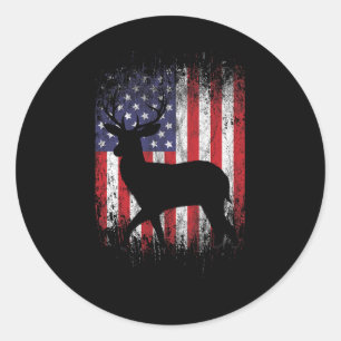 Sticker Rond Chasse aux cerfs américains Chasse patriotique Dra