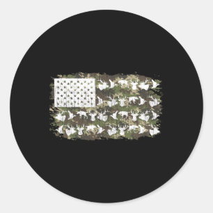 Sticker Rond Chasse aux cerfs Chasseurs Camo Drapeau Américain