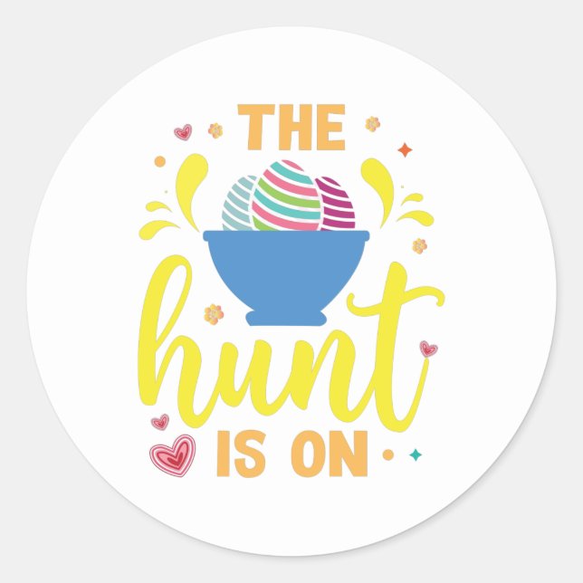 Sticker Rond chasse aux oeufs mignon Vacances (Devant)