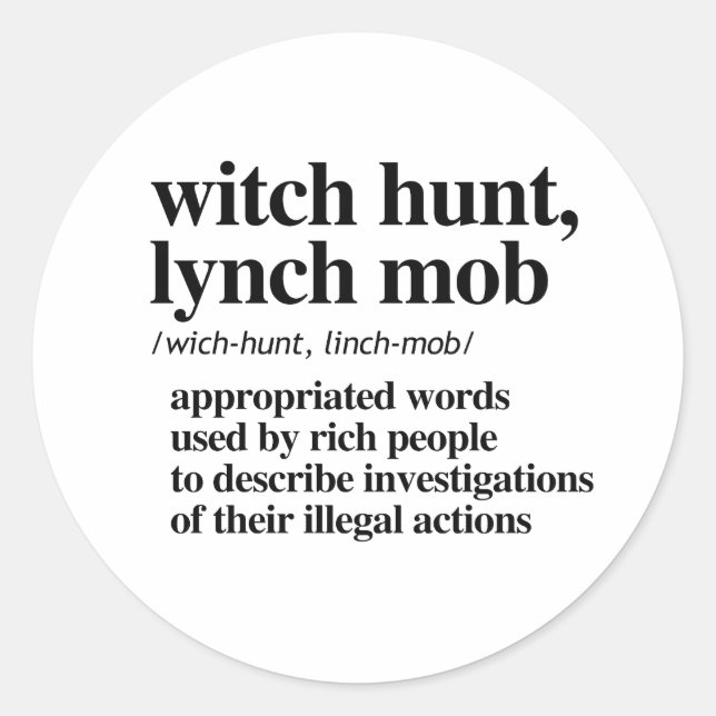 Sticker Rond Chasse aux sorcières, définition du lynch (Devant)