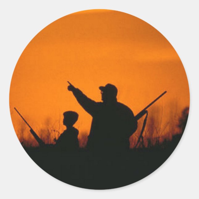 Sticker Rond Chasse avec papa (Devant)