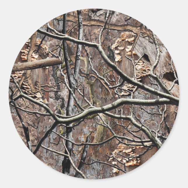 Sticker Rond Chasse Camouflage Motif 8 (Devant)
