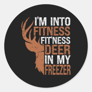 Sticker Rond Chasse-chemise Je suis en forme Deer Freezer Drôle