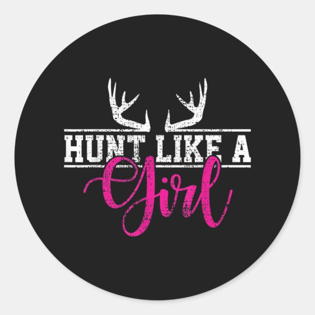 Sticker Rond Chasse Fille Chasse Comme Une Fille (Devant)