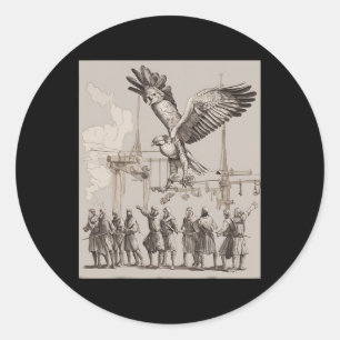 Sticker Rond Chasse Médiévale Falconry Art
