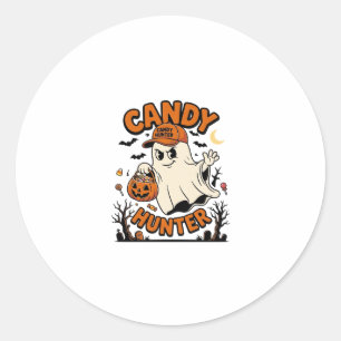 Sticker Rond Chasseur de bonbons Halloween Fantôme Citrouille S