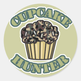 Sticker Rond Chasseur de Cupcakes