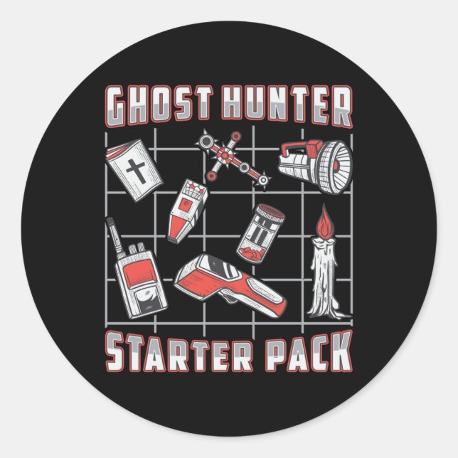 Sticker Rond Chasseur de fantômes Starter Pack Paranormal Chass (Devant)