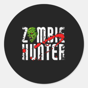 Sticker Rond Chasseur de zombies _ Vêtements Halloween Drôle Ha