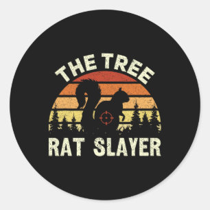 Sticker Rond Chasseur d'écureuils L'écureuil rétro Scaler de ra