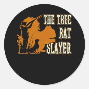 Sticker Rond Chasseur d'écureuils L'écureuil rétro Scaler de ra