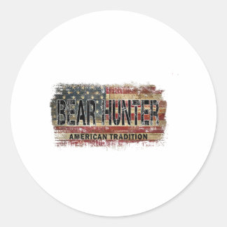 Sticker Rond Chasseur d'ours américain