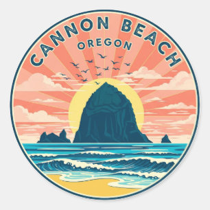 Sticker Rond Chat à Cannon Beach Oregon