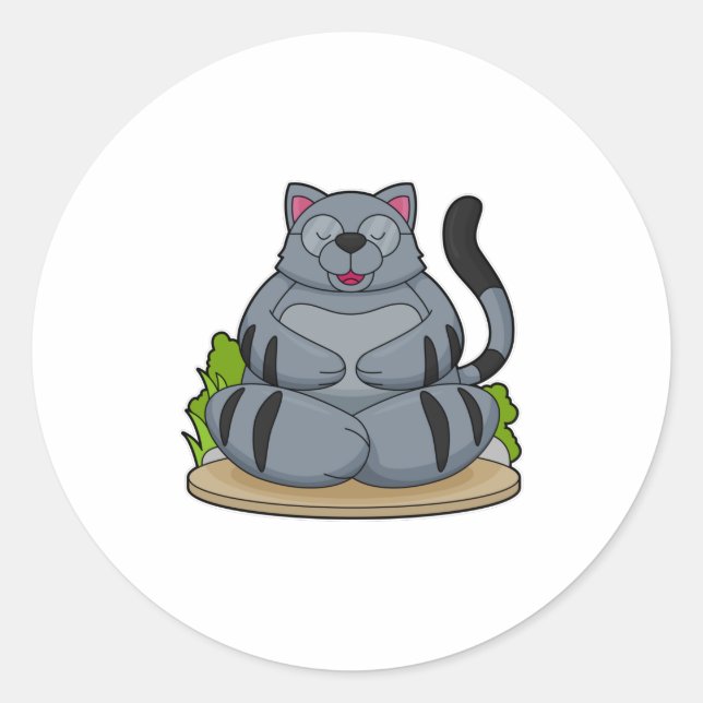 Sticker Rond Chat à Yoga Fitness (Devant)
