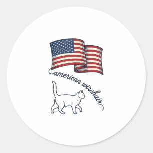 Sticker Rond Chat américain à poil dur patriotique Design vinta