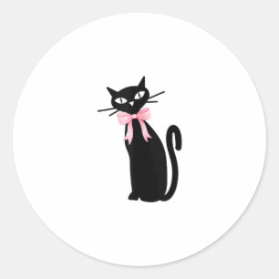 Sticker Rond Chat Atomique avec chatte rose Chatte Fille Nettoy