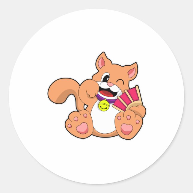 Sticker Rond Chat avec Bell (Devant)