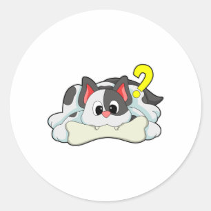 Sticker Rond Chat avec os