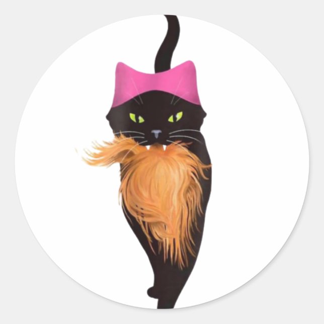 Sticker Rond Chat avec Trump Toupee (Devant)