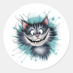 Sticker Rond Chat avec un sourire.