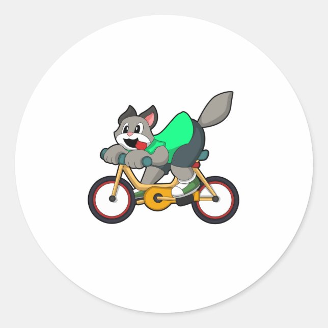 Sticker Rond Chat avec vélo (Devant)