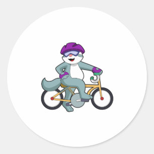 Sticker Rond Chat avec vélo