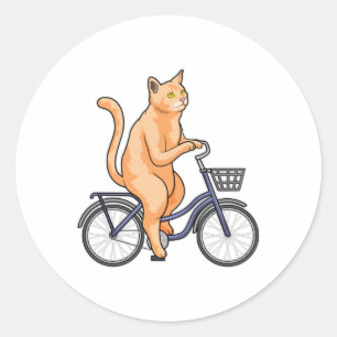 Sticker Rond Chat avec vélo