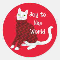 Chat blanc mignon en Sweat de Noël Rouge
