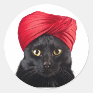 Sticker Rond Chat Bombay Portant Une Turbine