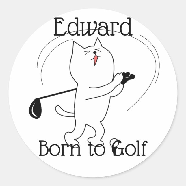 Sticker Rond Chat Born au Golf (Devant)