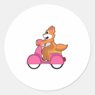 Sticker Rond Chat comme Biker avec Scooter.PNG