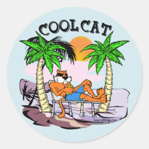 Sticker Rond Chat cool