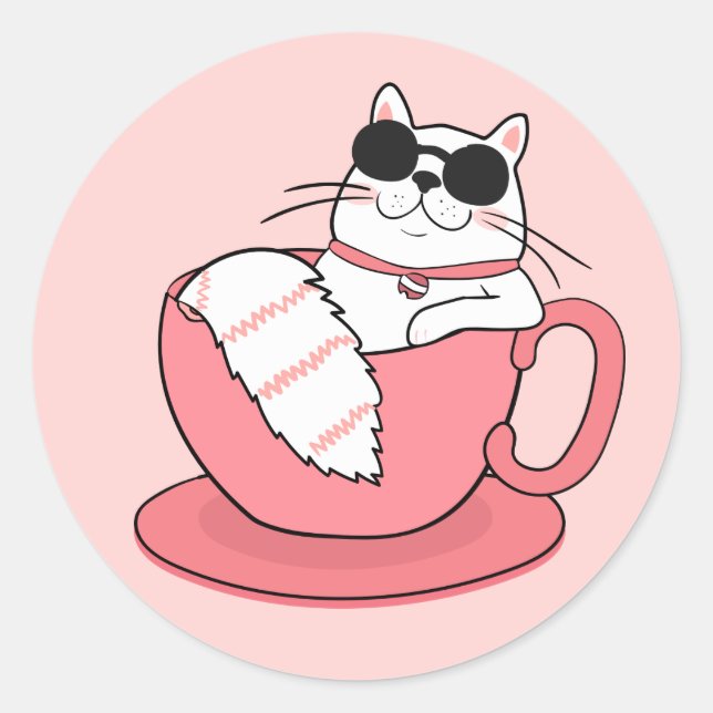 Sticker Rond Chat cool (Devant)