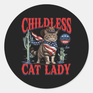 Sticker Rond Chat Cowboy Sans Enfant Dame De Chat Pour L'Électi