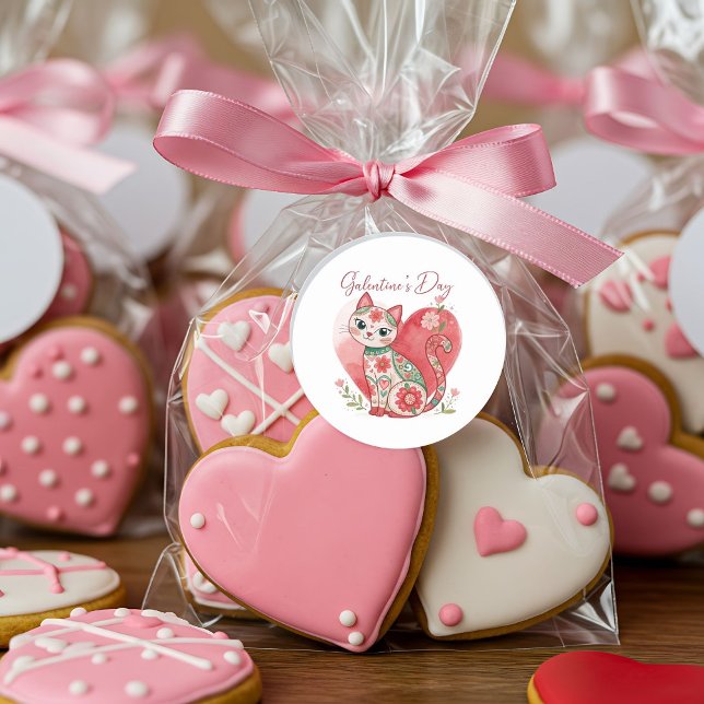 Sticker Rond Chat de la Journée des Galentines (Créateur téléchargé)