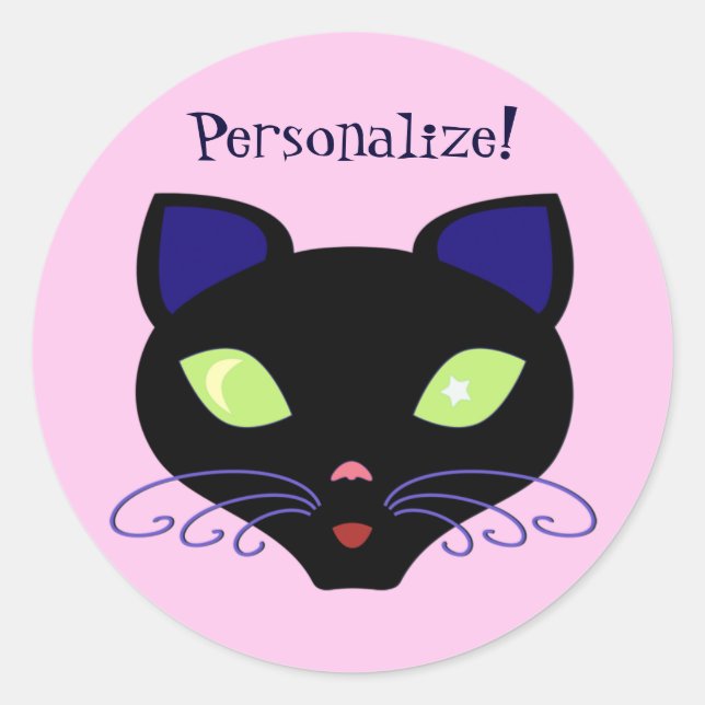 Sticker Rond Chat de nuit (Devant)