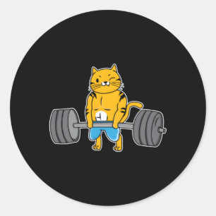 Sticker Rond Chat Deadlifter Powerlifter Hauteur de poids Chat