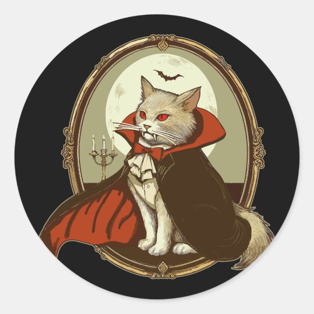 Sticker Rond Chat d'Halloween, Comte Catula (Devant)