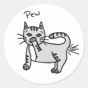 Sticker Rond Chat d'odeur, Humour de panier de chat