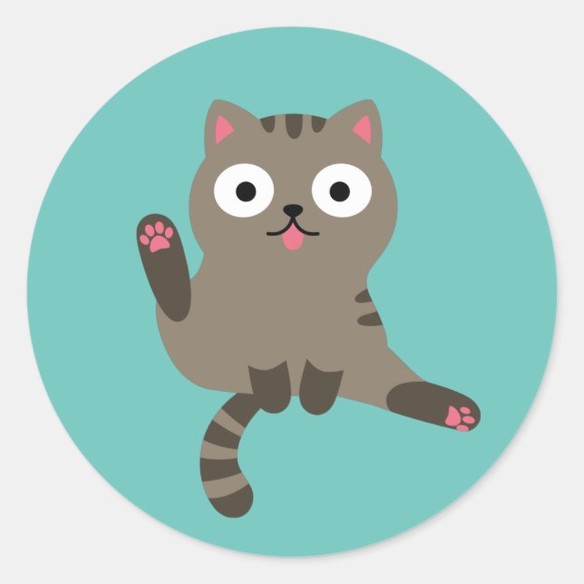 Sticker Rond Chat drôle (Devant)